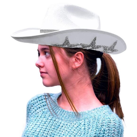 3753 Cowboy Hats With 6 Sequins Stars & Tiara Belt For Women Rodeo Party main image 4